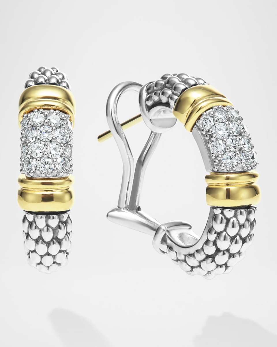 Two-Tone Signature Caviar Diamond Hoop Earrings